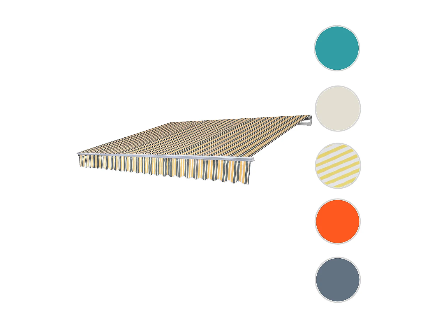 Aluminium zonnescherm MCW-E49,  Polyester grijs-geel gestreept