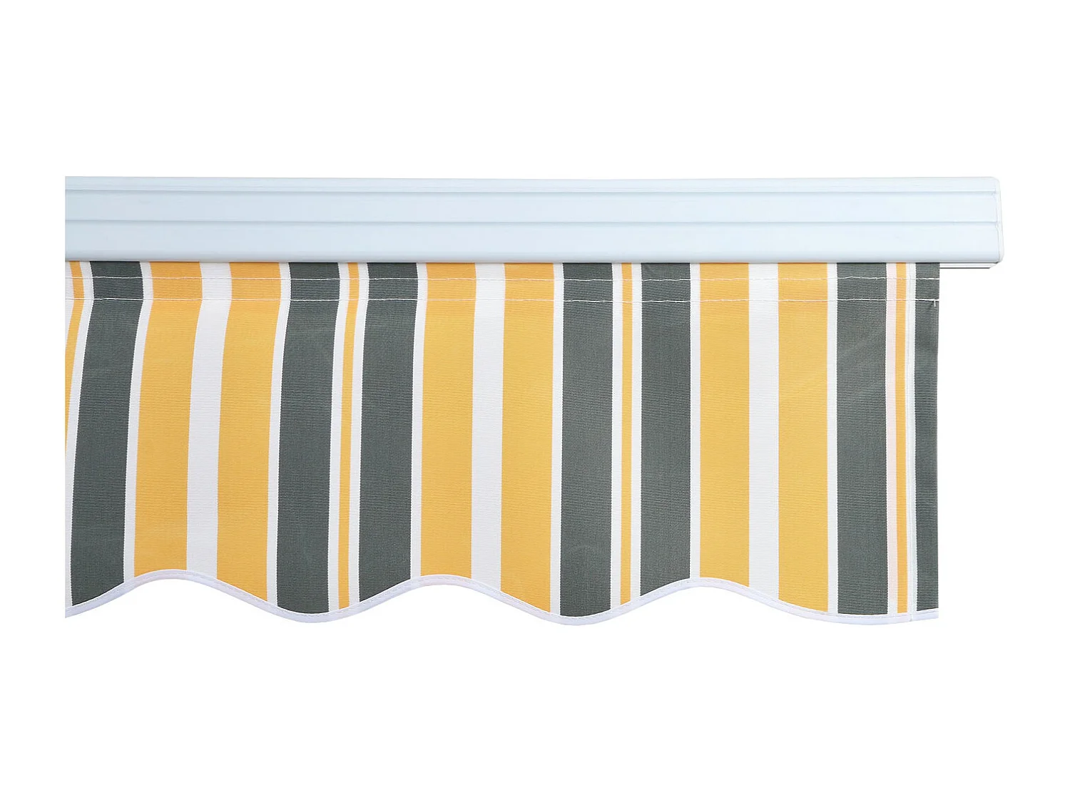 Alu-Markise MCW-E49, Polyester grau-gelb gestreift
