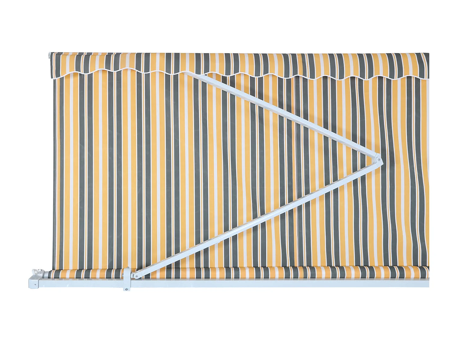 Alu-Markise MCW-E49, Polyester grau-gelb gestreift