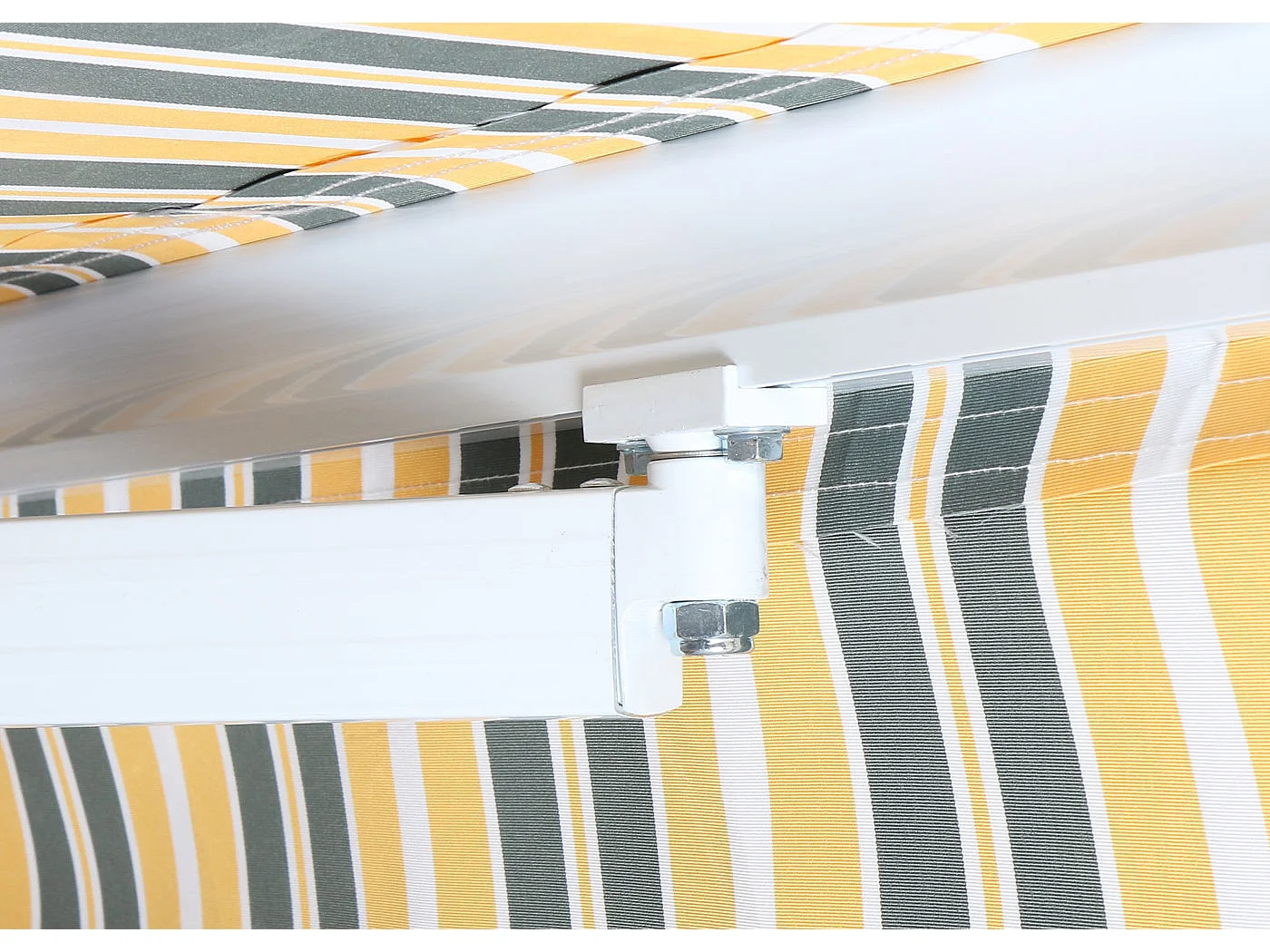 Alu-Markise MCW-E49, Polyester grau-gelb gestreift