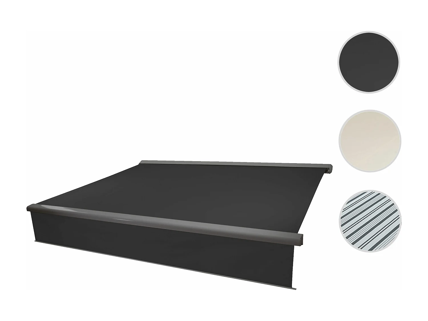 Kassetten-Markise H124 Volant ausfahrbar, Polyester anthrazit, grau