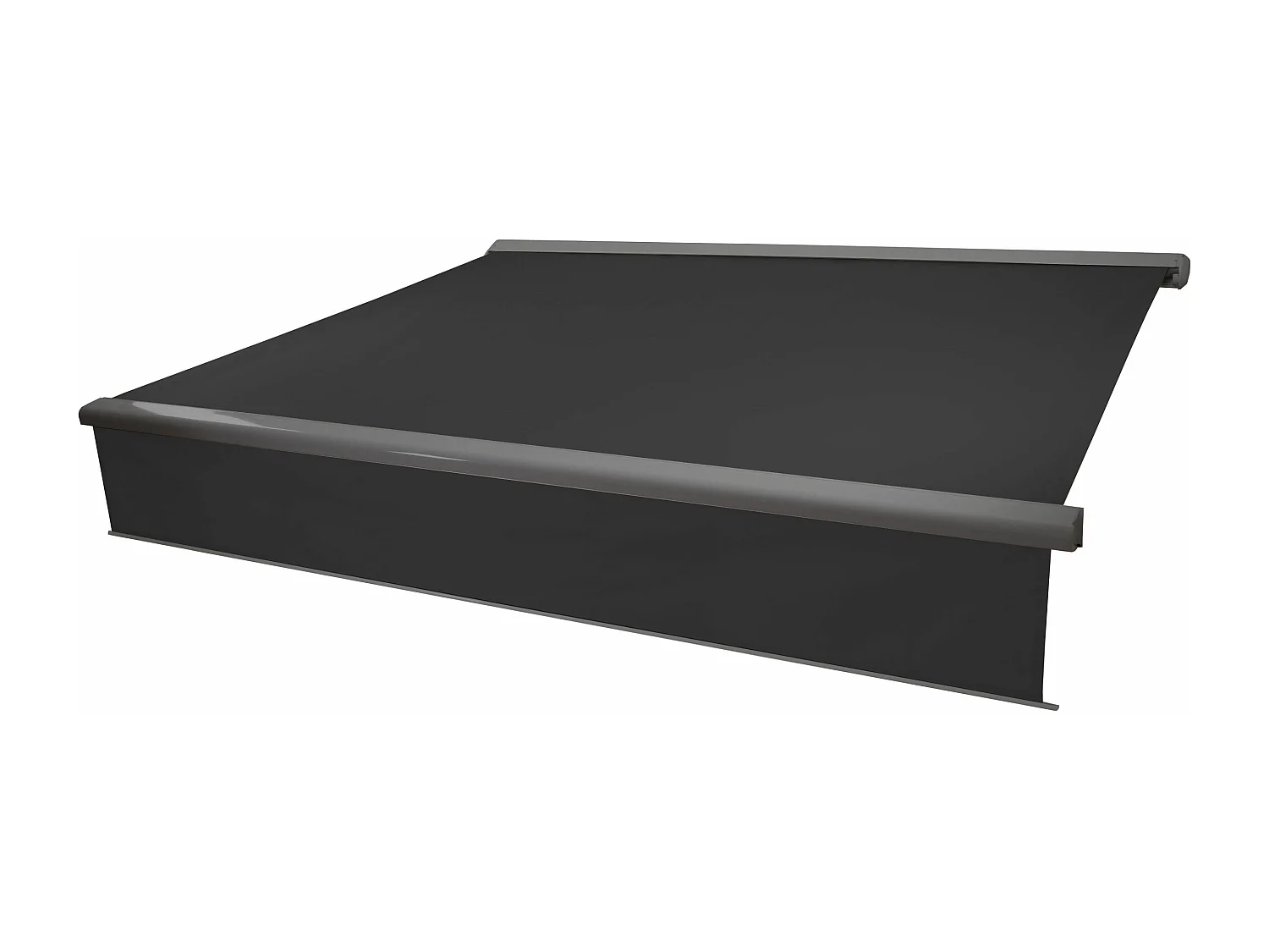 Kassetten-Markise H124 Volant ausfahrbar, Polyester anthrazit, grau