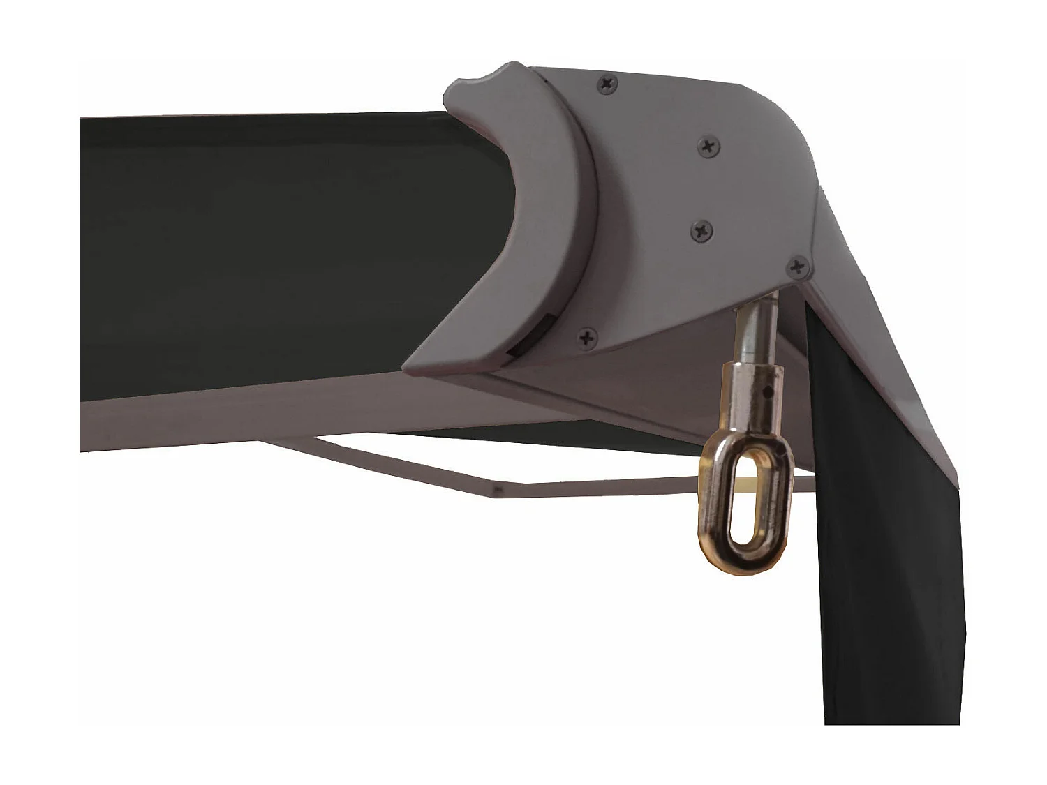 Kassetten-Markise H124 Volant ausfahrbar, Polyester anthrazit, grau