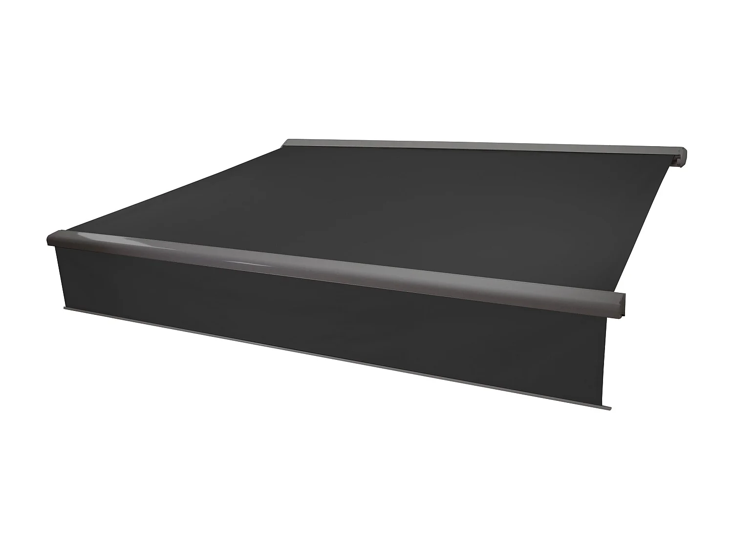 Kassetten-Markise H124 Volant ausfahrbar, Polyester anthrazit, grau