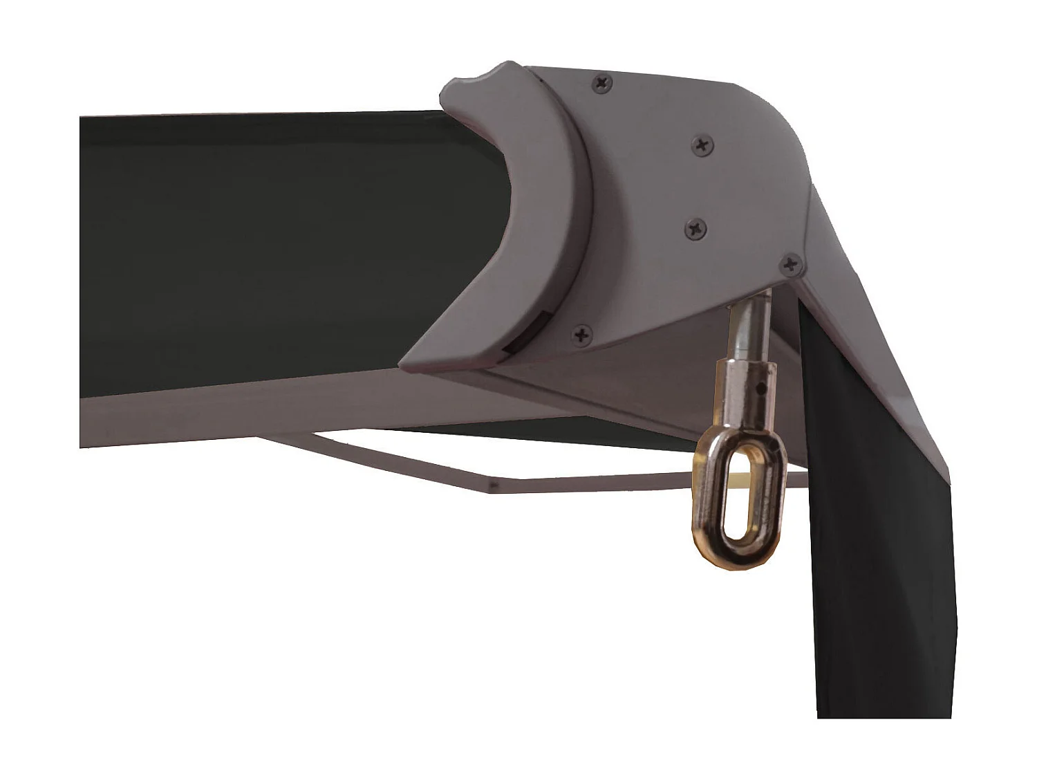 Kassetten-Markise H124 Volant ausfahrbar, Polyester anthrazit, grau