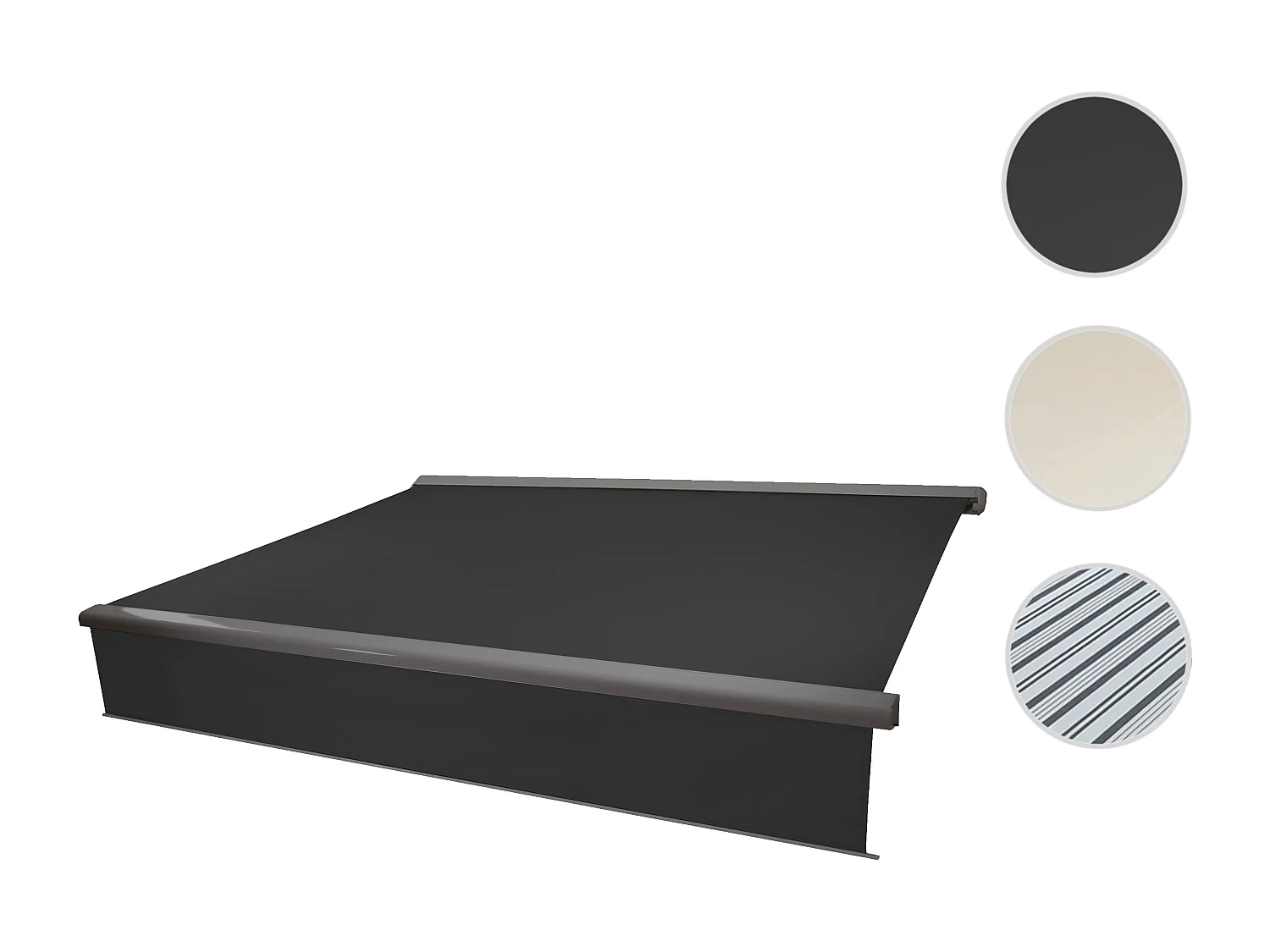 Kassetten-Markise H124 Volant ausfahrbar, Polyester anthrazit, grau