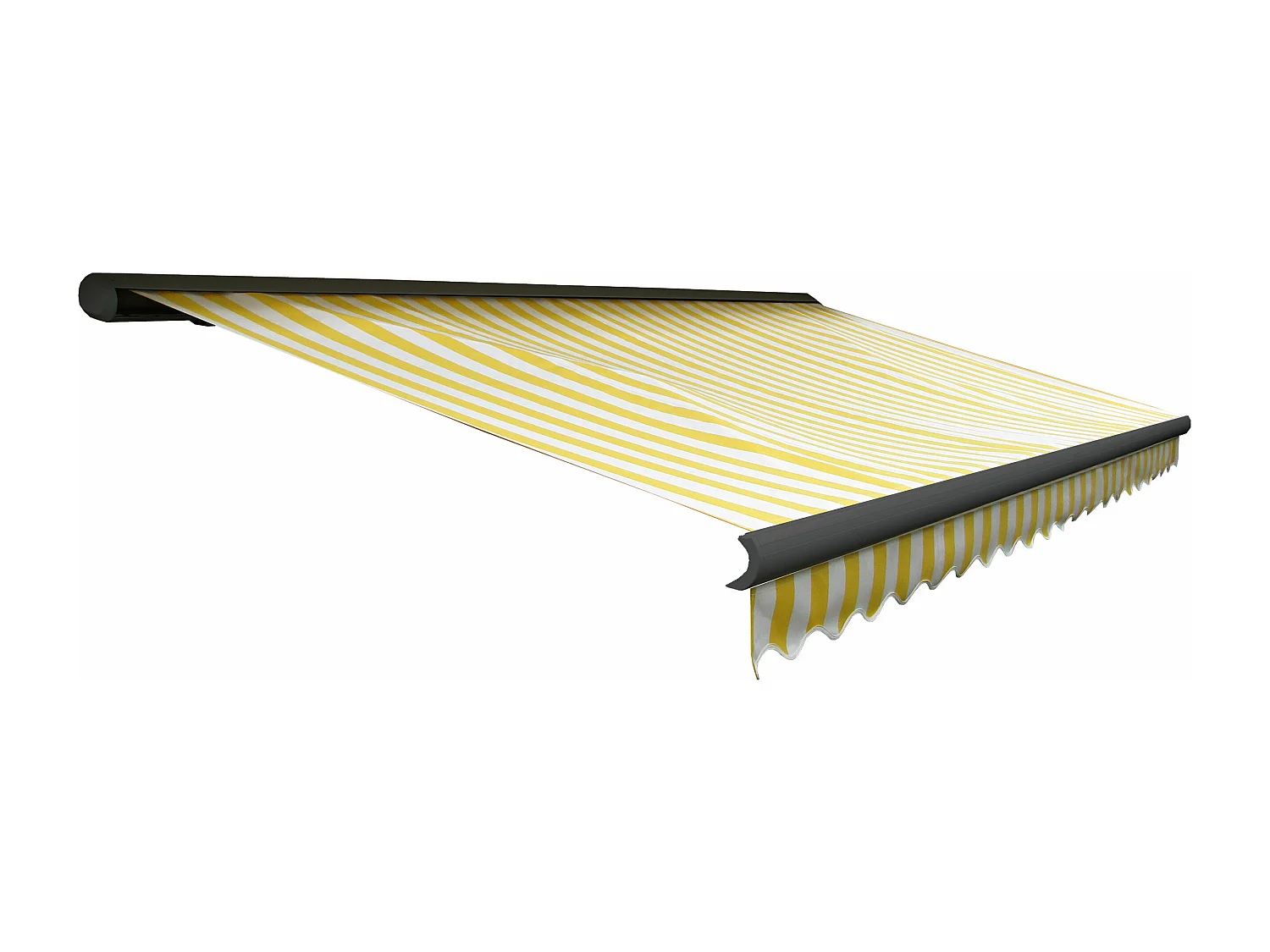 Kassetten-Markise H122 mit Volant, Polyester Gelb/Weiß, anthrazit