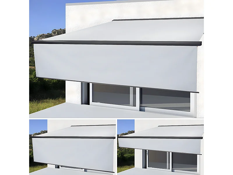 Kassetten-Markise H124 Volant ausfahrbar, Acryl Creme, anthrazit