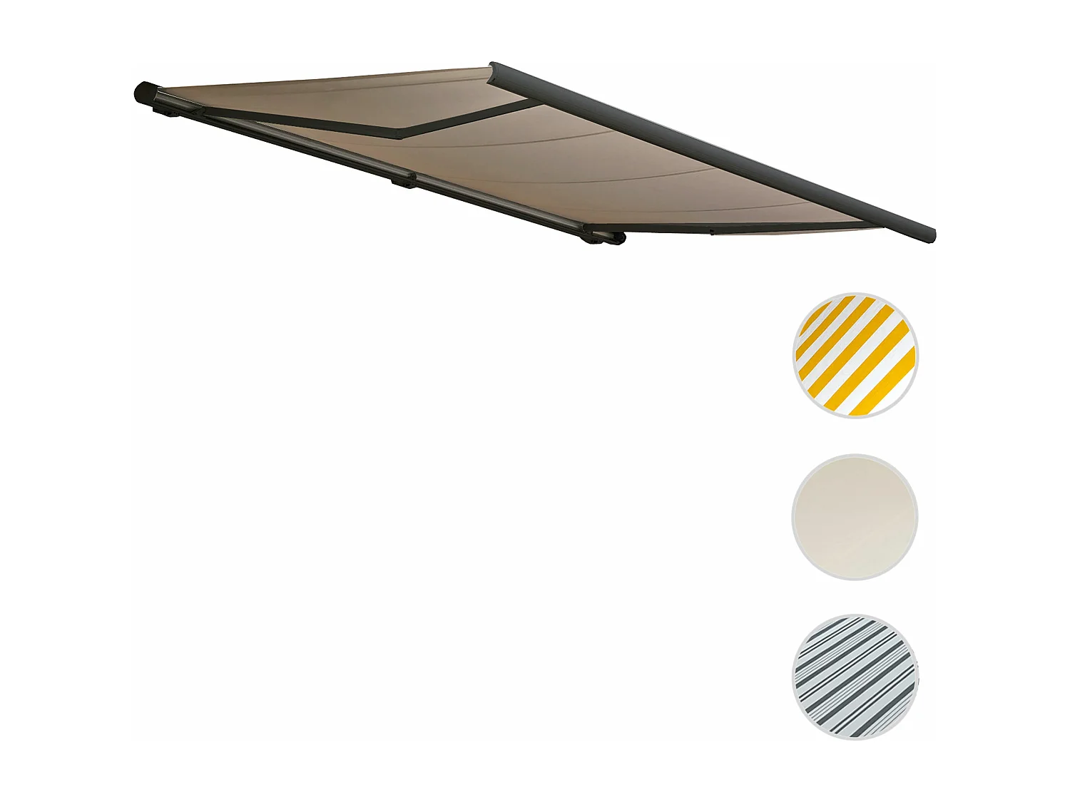 Elektrische Kassettenmarkise H122, Polyester Sand, Rahmen anthrazit