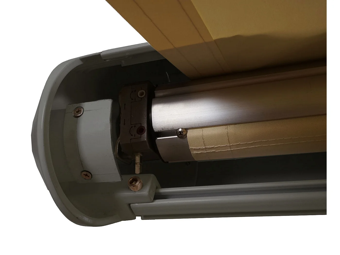 Kassetten-Markise H123 mit Volant, Polyester Creme, grau