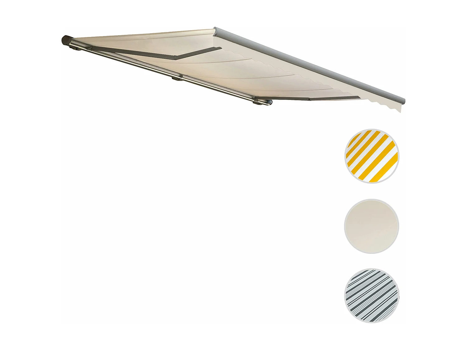 Kassetten-Markise H123 mit Volant, Polyester Creme, grau