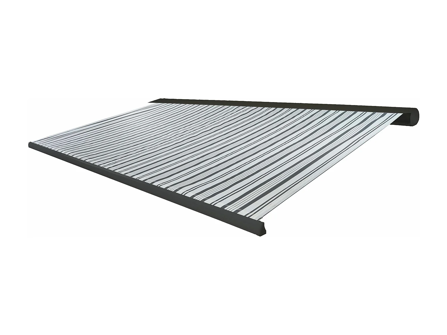 Elektrische Kassettenmarkise H122, Polyester Grau/Weiß, Rahmen anthrazit