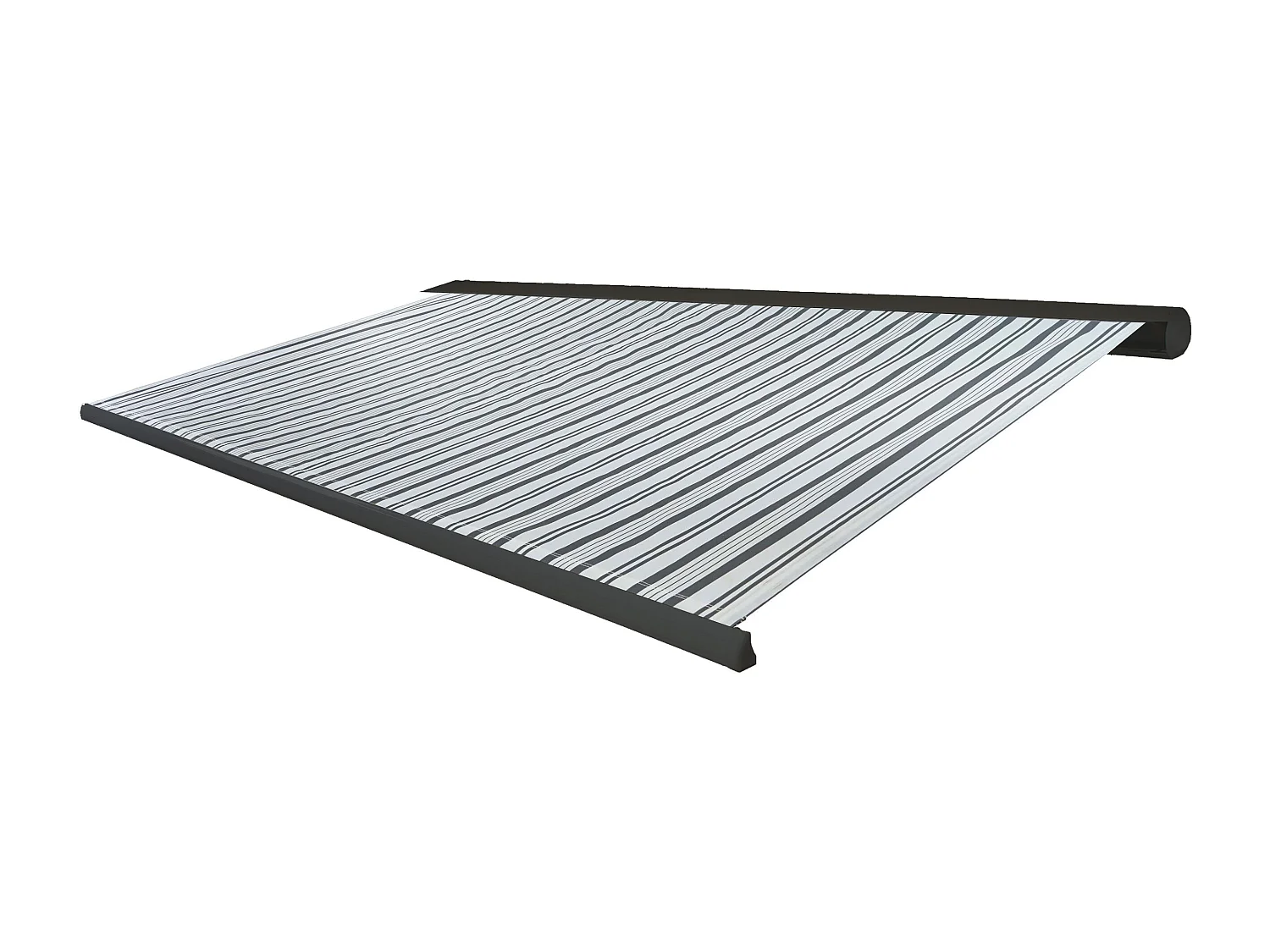 Elektrische Kassettenmarkise H122, Polyester Grau/Weiß, Rahmen anthrazit