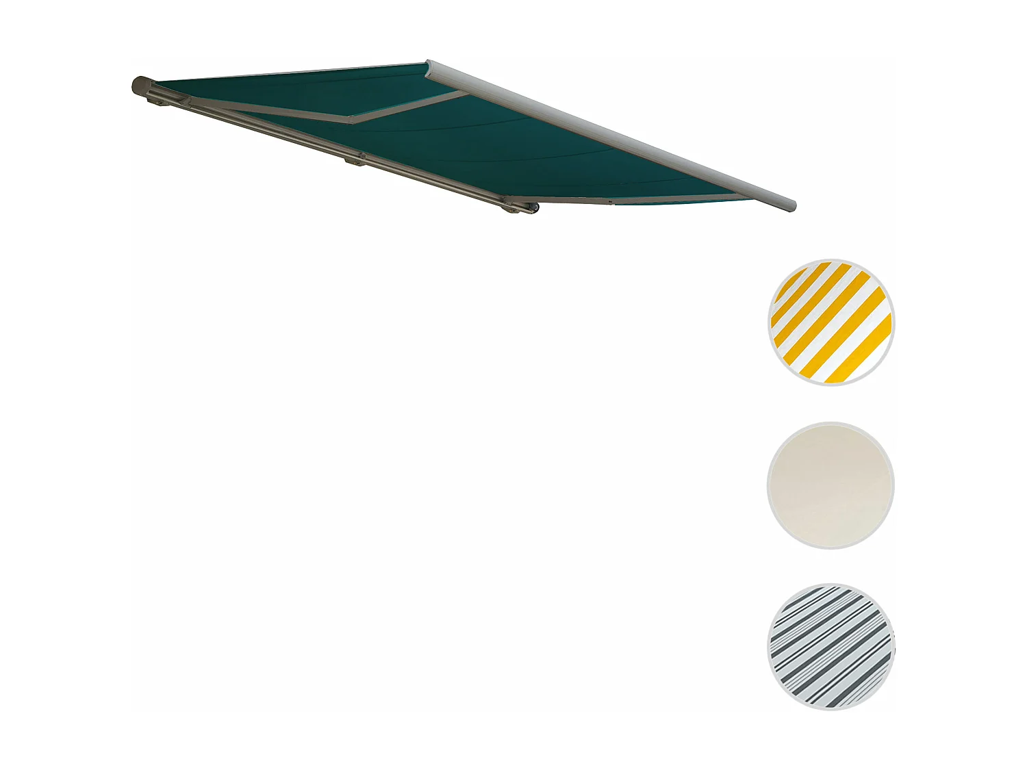 Elektrische Kassettenmarkise H123, Polyester blau-grün, Rahmen grau