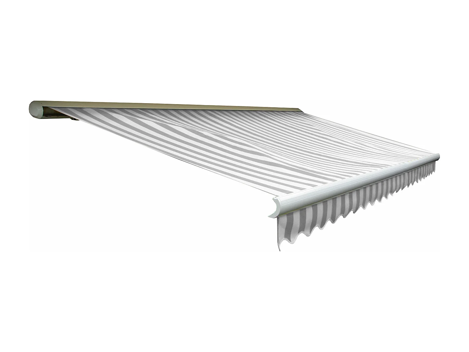 Kassetten-Markise H123 mit Volant, Acryl Grau/Weiß