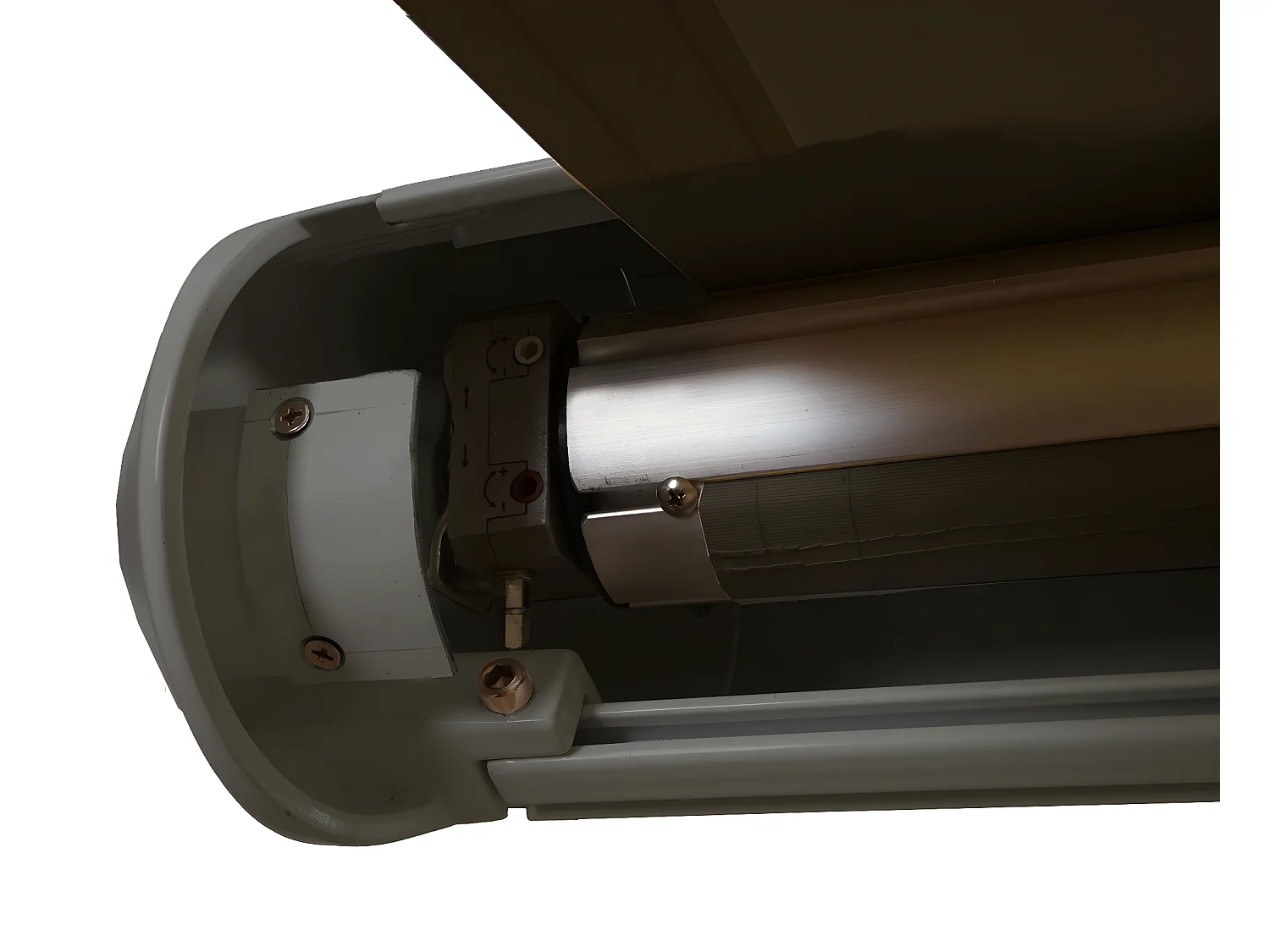 Elektrische Kassettenmarkise H123, Polyester anthrazit, Rahmen grau