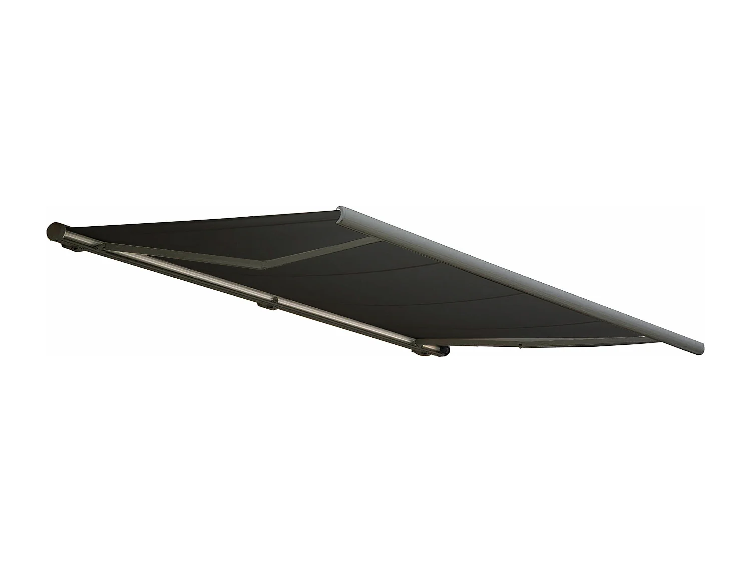 Elektrische Kassettenmarkise H123, Polyester anthrazit, Rahmen grau