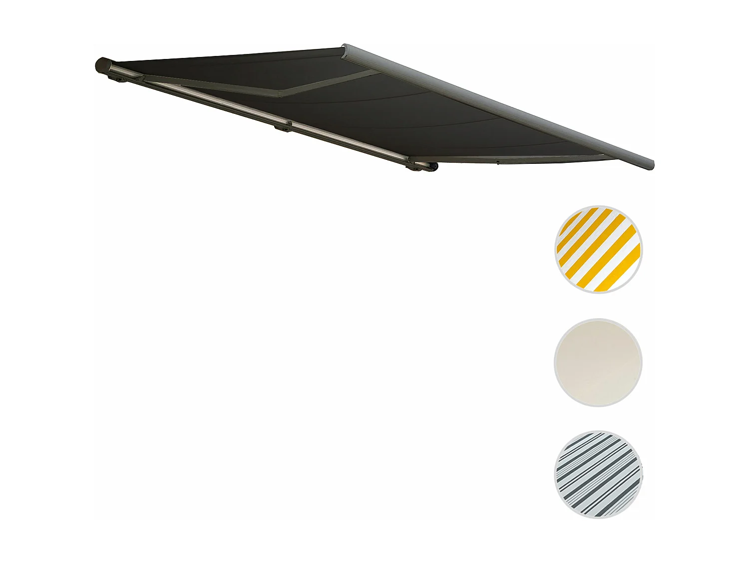 Elektrische Kassettenmarkise H123, Polyester anthrazit, Rahmen grau