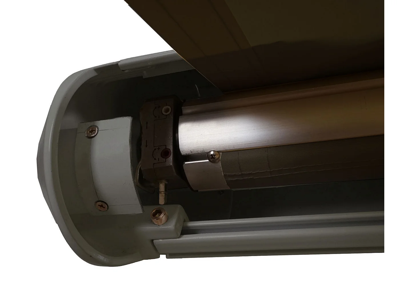 Elektrische Kassettenmarkise H123, Polyester anthrazit, Rahmen grau