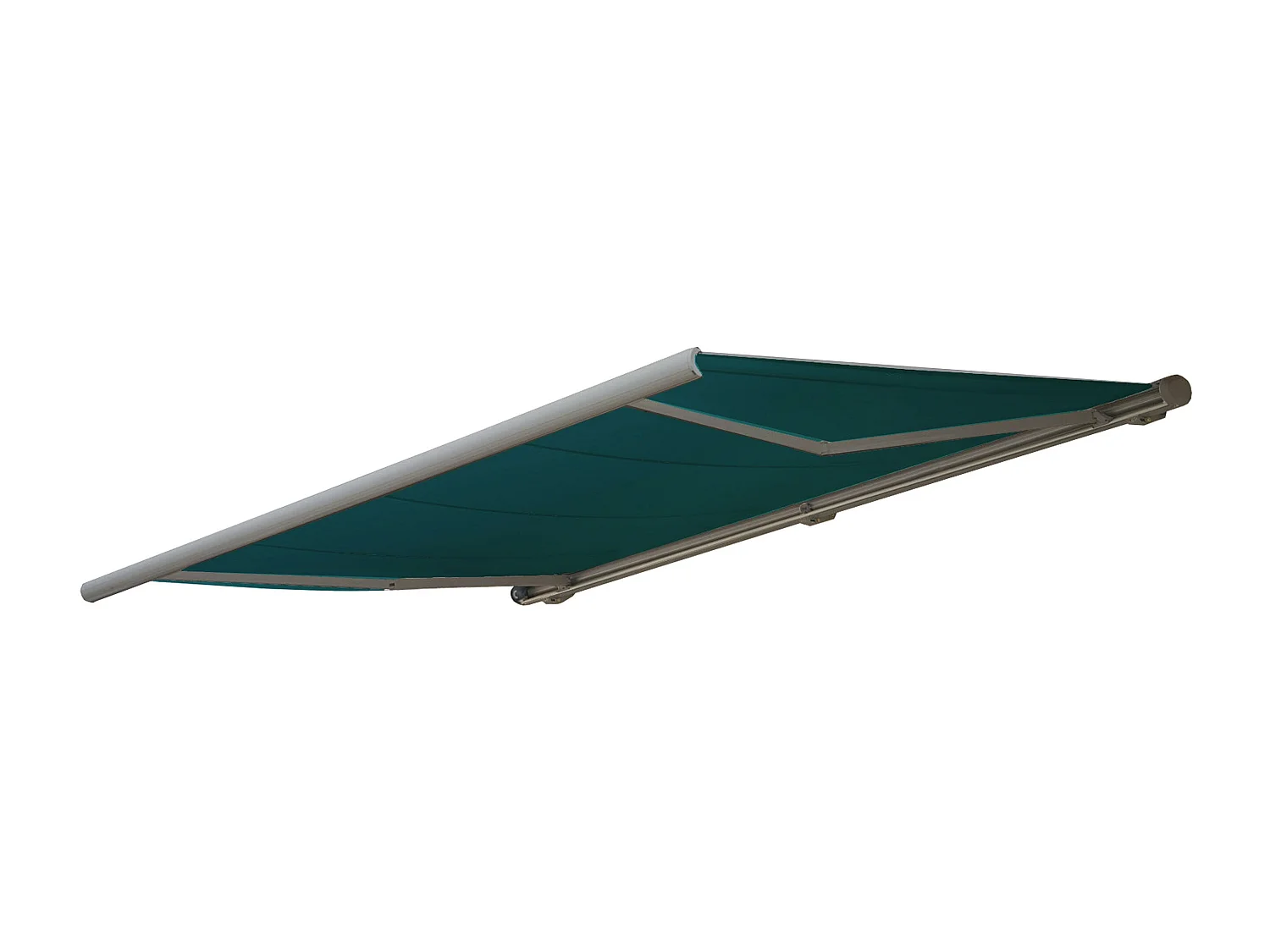 Elektrische Kassettenmarkise H122, Polyester blau-grün, Rahmen grau