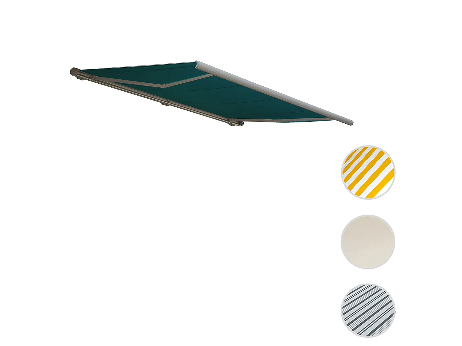 Elektrische Kassettenmarkise H122, Polyester blau-grün, Rahmen grau