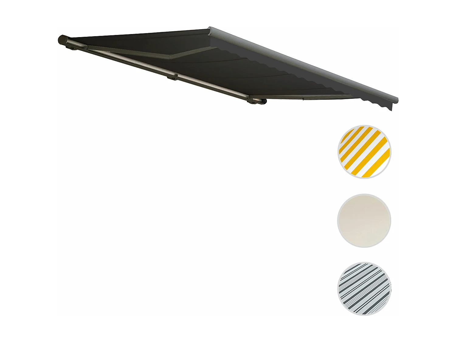 Kassetten-Markise H123 mit Volant, Polyester anthrazit, grau