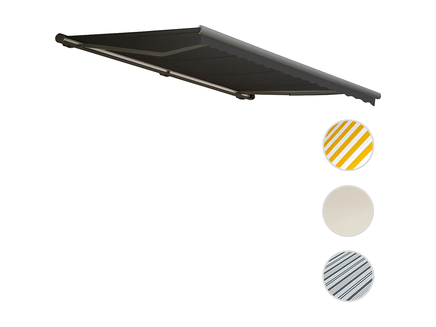 Kassetten-Markise H123 mit Volant, Polyester anthrazit, grau