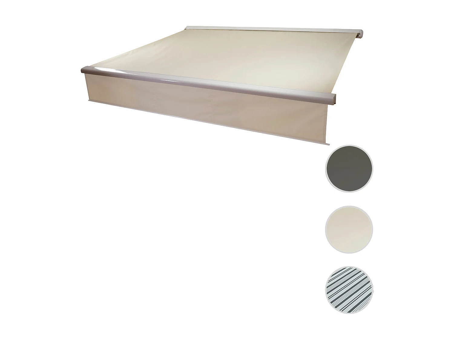 Kassetten-Markise H124 Volant ausfahrbar, Polyester Creme