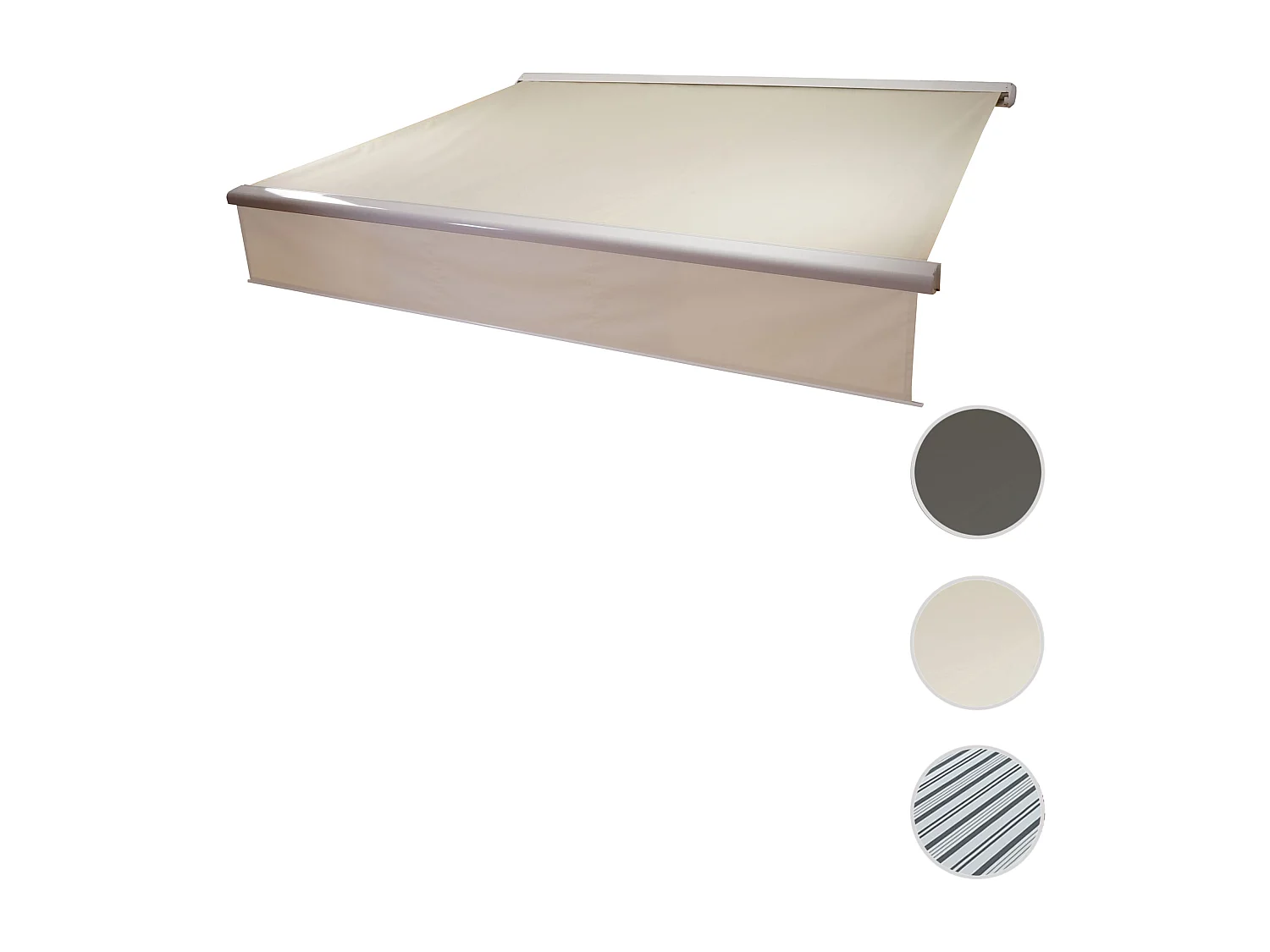 Kassetten-Markise H124 Volant ausfahrbar, Polyester Creme