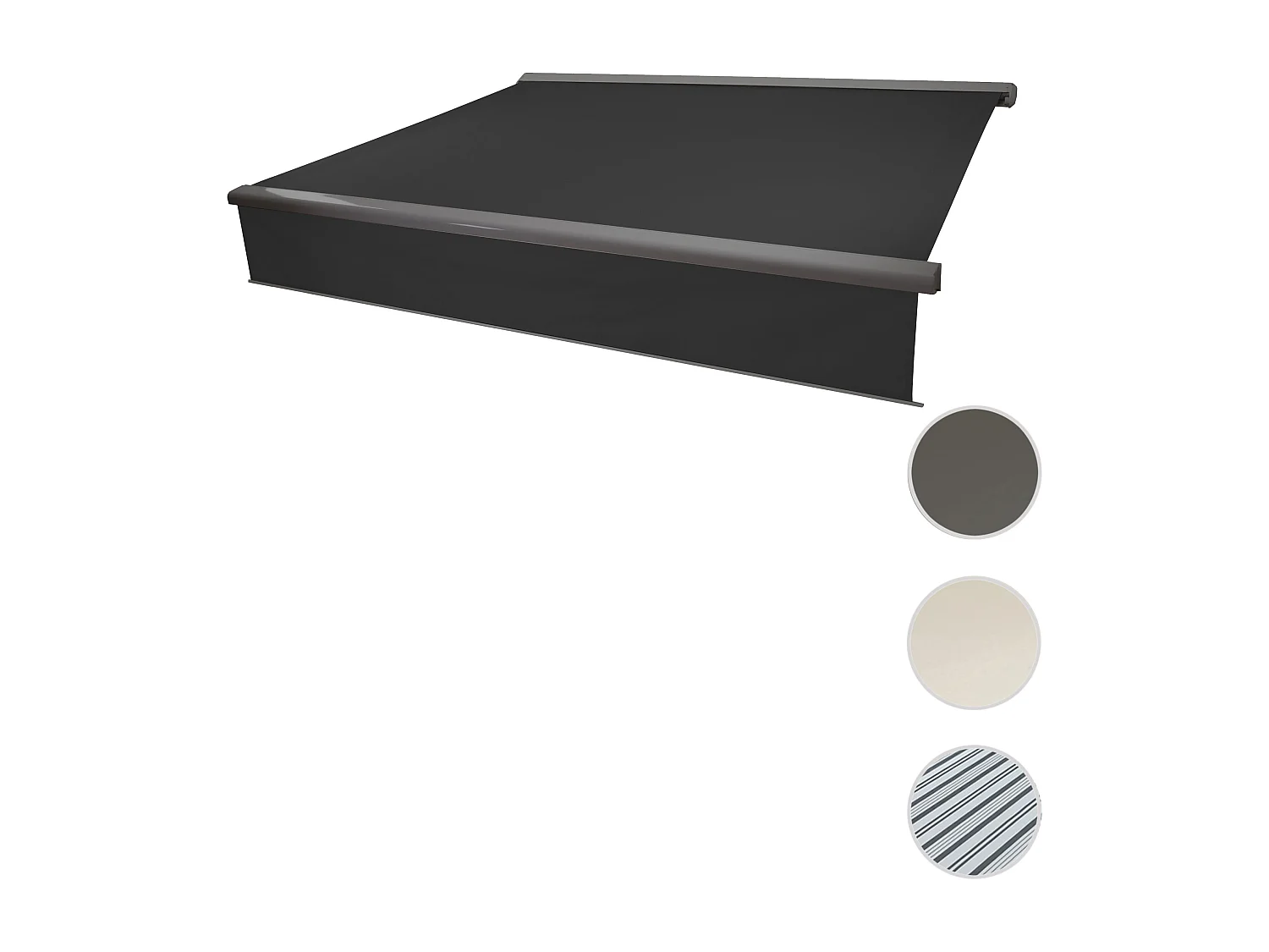 Kassetten-Markise H124 Volant ausfahrbar, Polyester anthrazit, grau