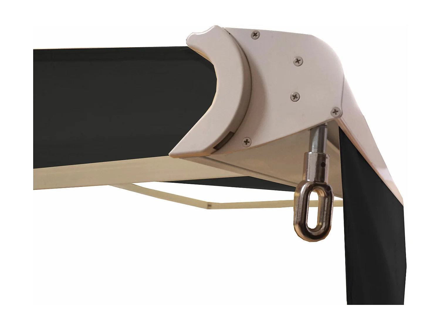 Kassetten-Markise H124 Volant ausfahrbar, Polyester anthrazit, weiß