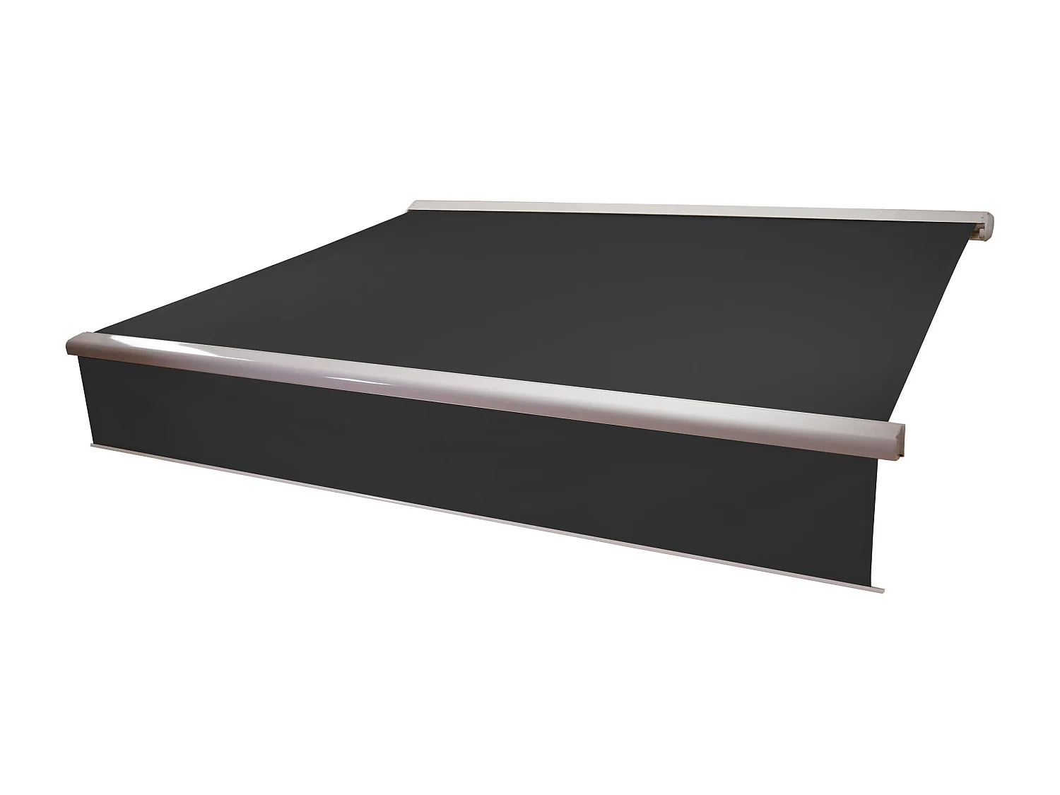 Kassetten-Markise H124 Volant ausfahrbar, Polyester anthrazit, weiß