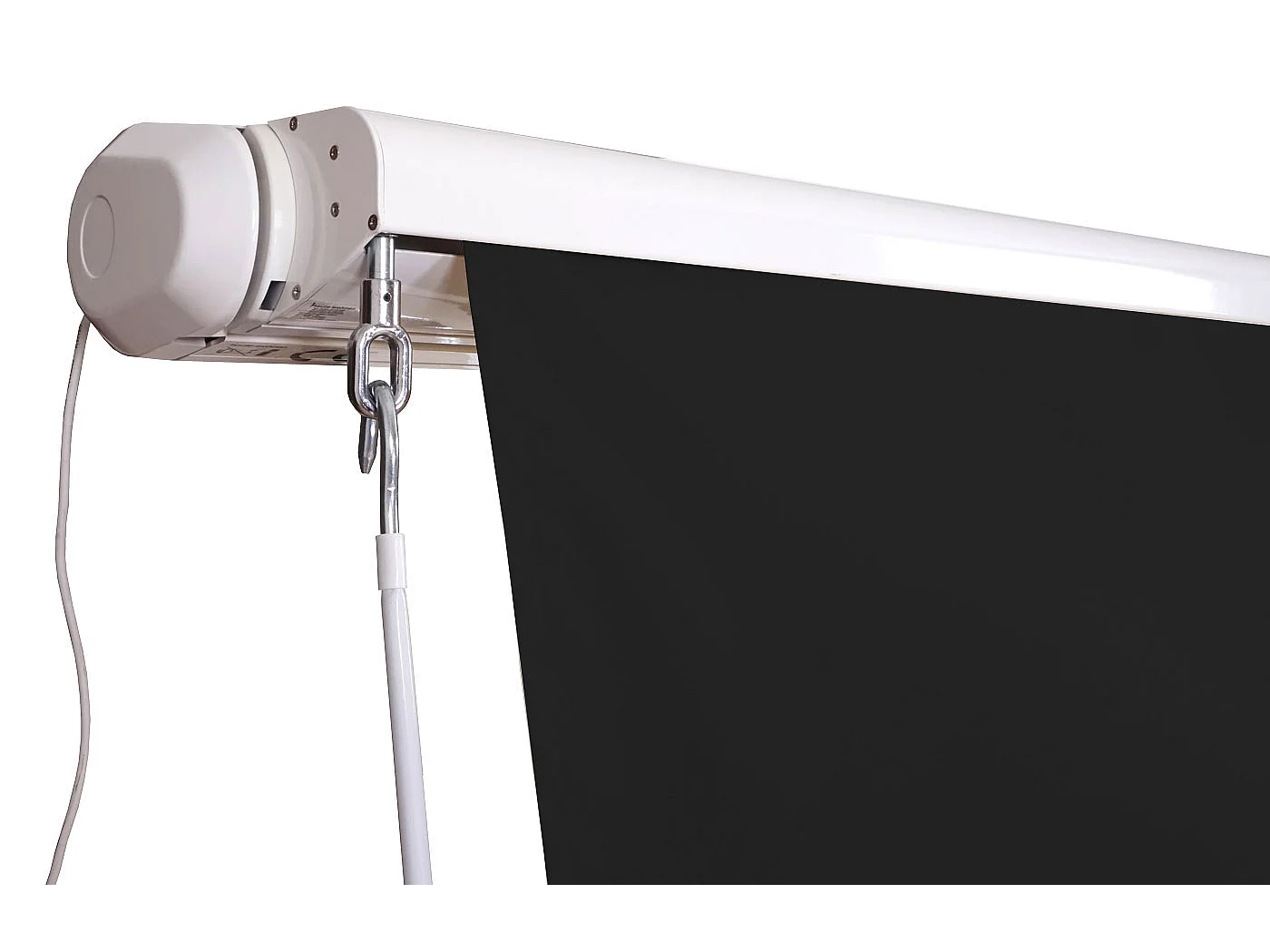 Kassetten-Markise H124 Volant ausfahrbar, Polyester anthrazit, weiß
