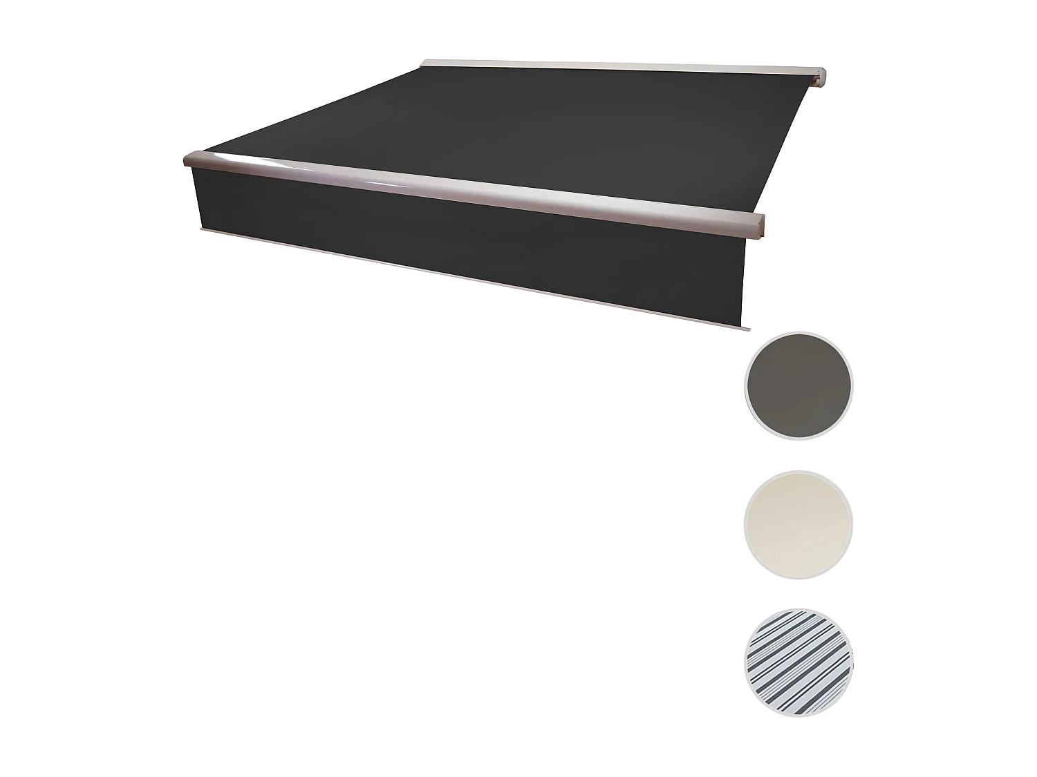 Kassetten-Markise H124 Volant ausfahrbar, Polyester anthrazit, weiß