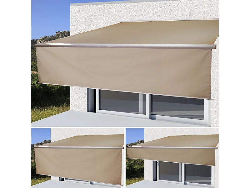 Kassetten-Markise H124 Volant ausfahrbar, Polyester Sand