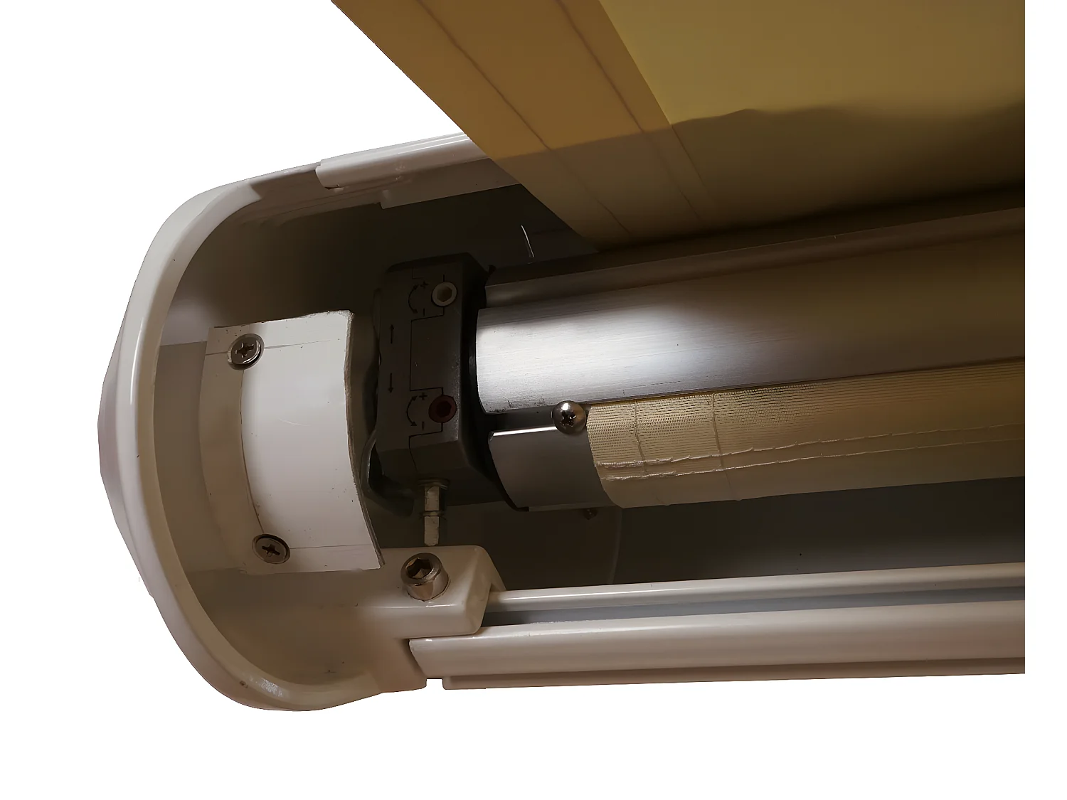 Kassetten-Markise H124 Volant ausfahrbar, Polyester Sand