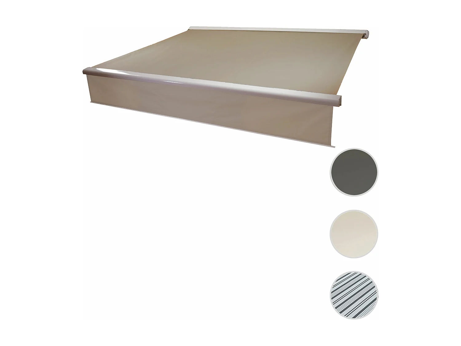 Kassetten-Markise H124 Volant ausfahrbar, Polyester Sand