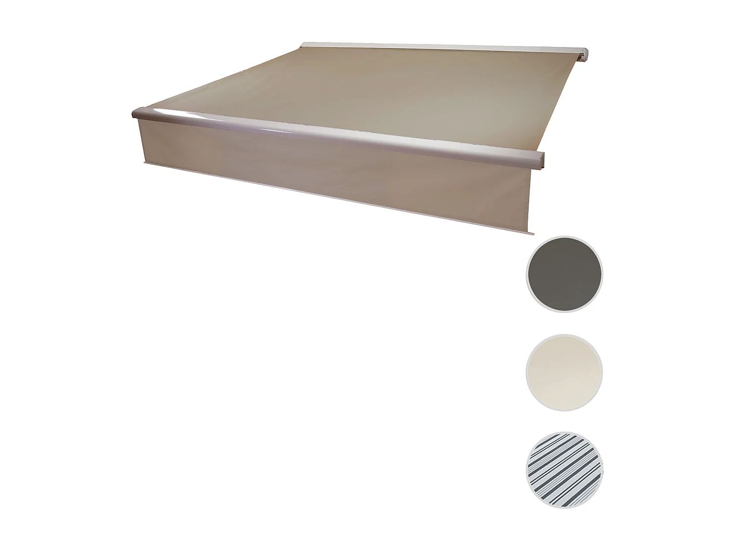 Kassetten-Markise H124 Volant ausfahrbar, Polyester Sand