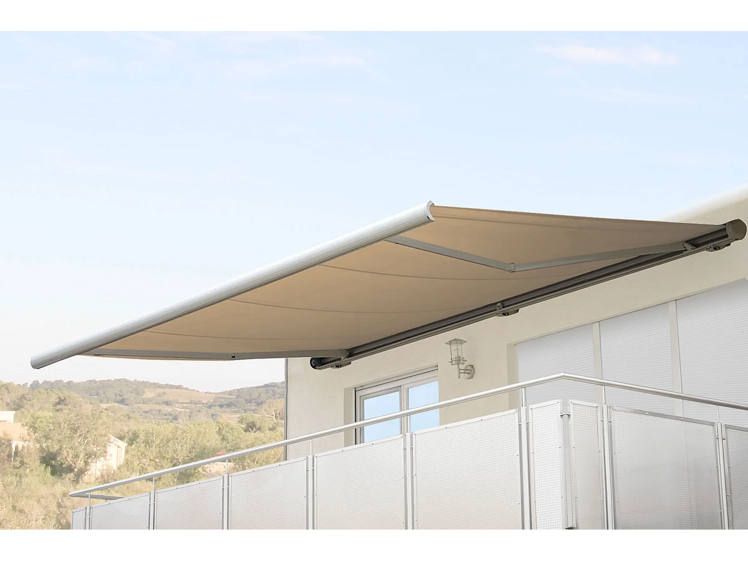 Elektrische Kassettenmarkise H122, Polyester Creme