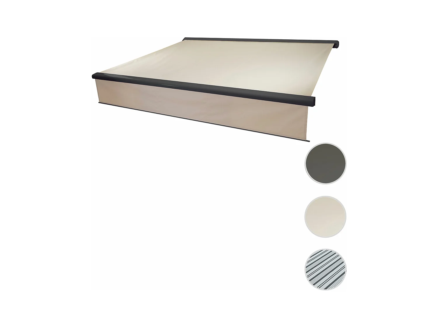 Kassetten-Markise H124 Volant ausfahrbar, Acryl Creme, anthrazit