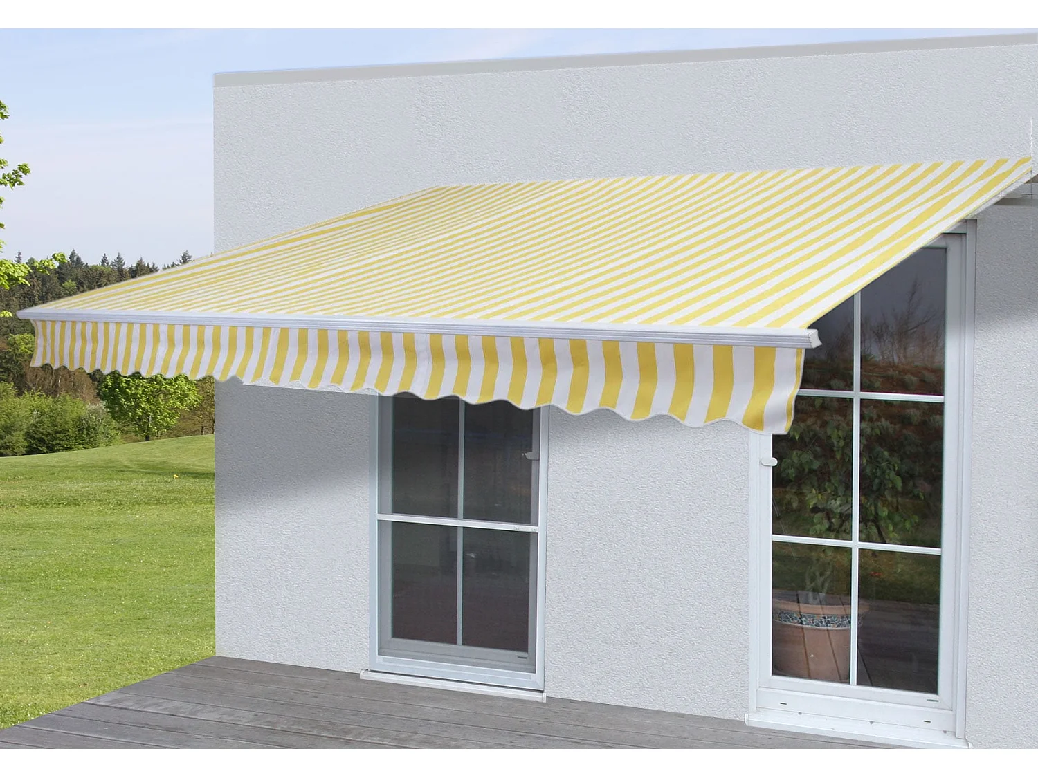 Alu-Markise H790, Acryl, Gelb/Weiß