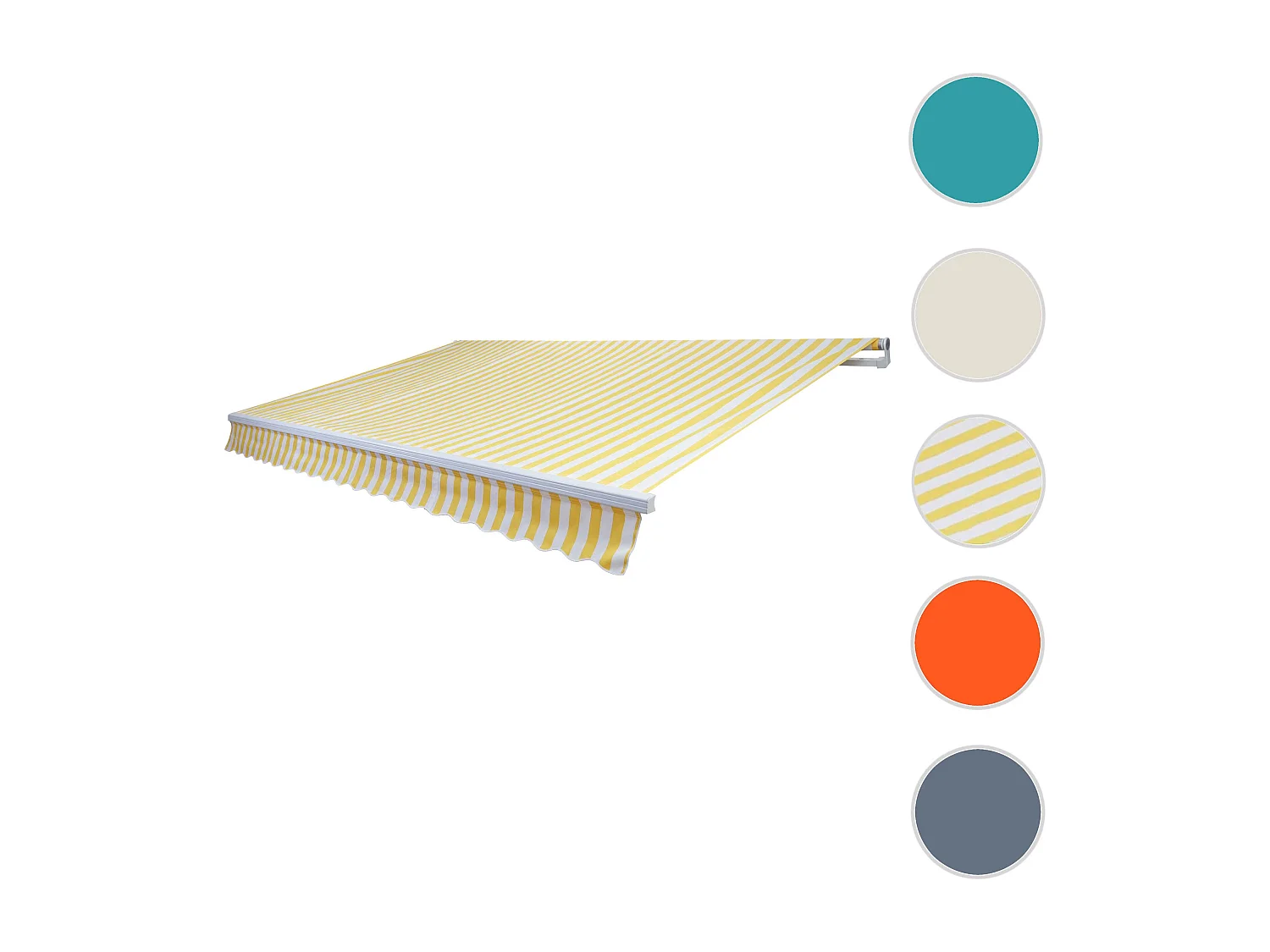 Alu-Markise H790, Acryl, Gelb/Weiß