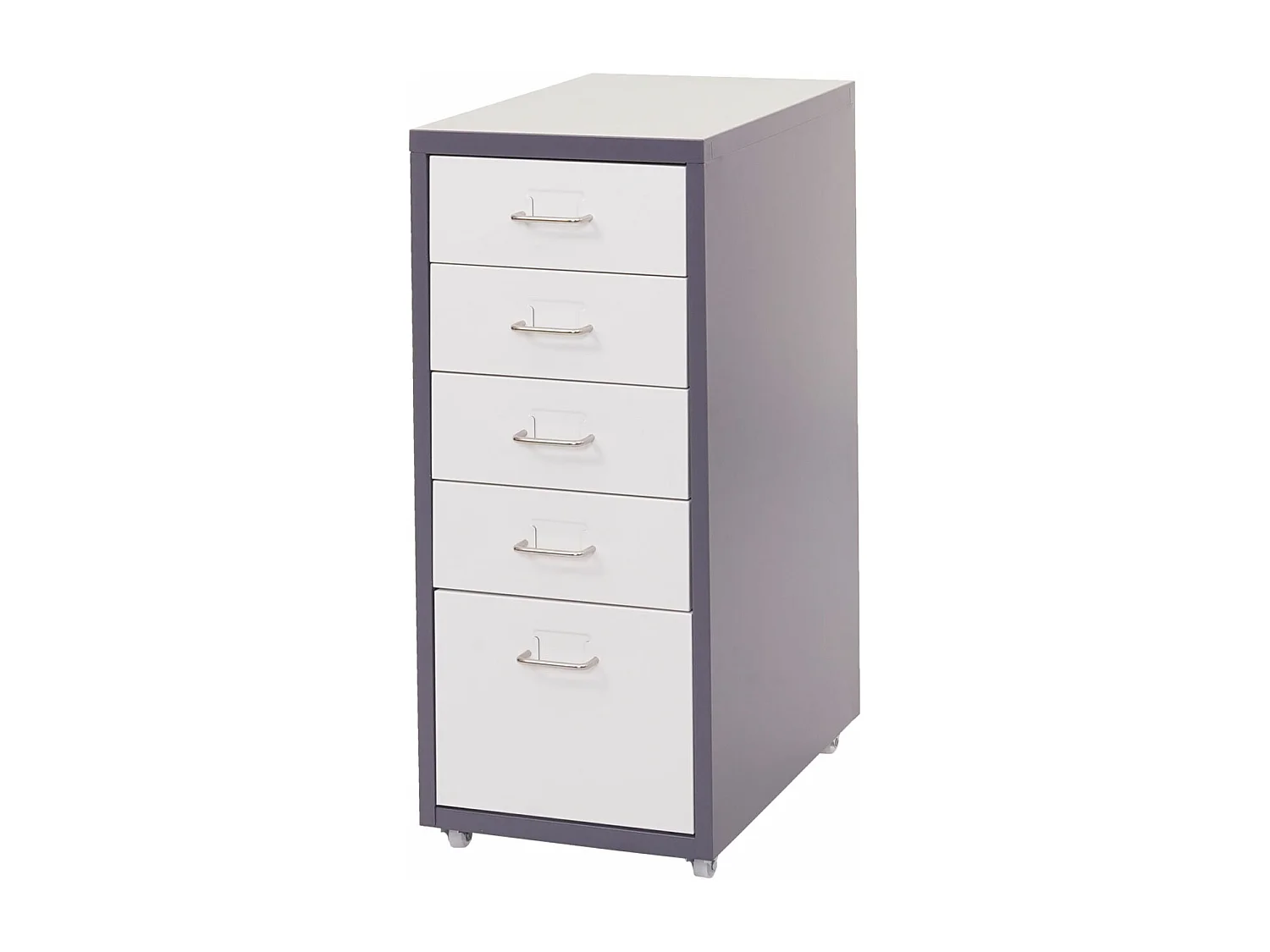 Cassettiera classificatore ufficio mobile Boston T851 con ruote 5 cassetti 69x28x41cm grigio scuro cassetti bianco