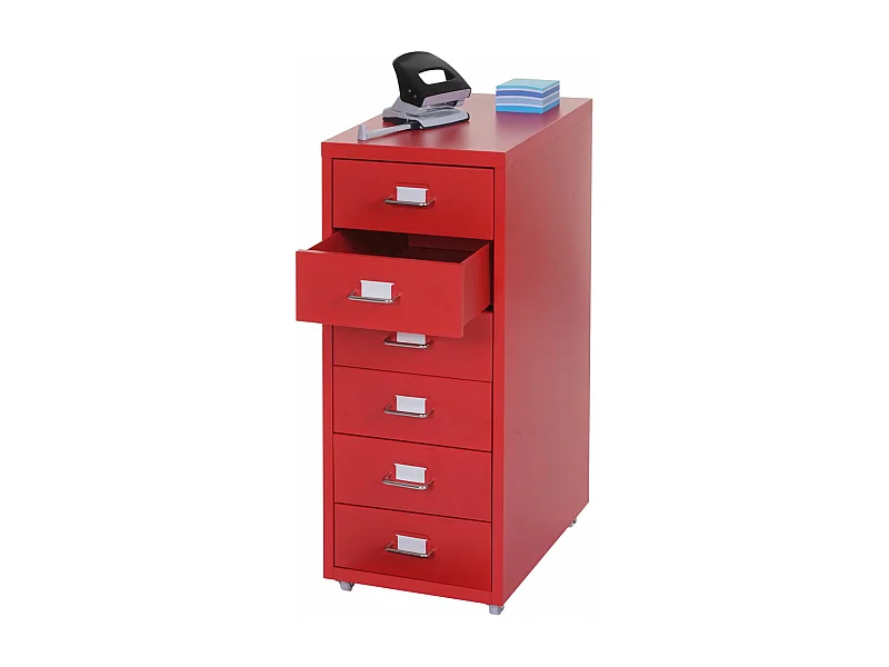 Cassettiera classificatore ufficio mobile Boston T851 con ruote 6 cassetti 69x28x41cm rosso