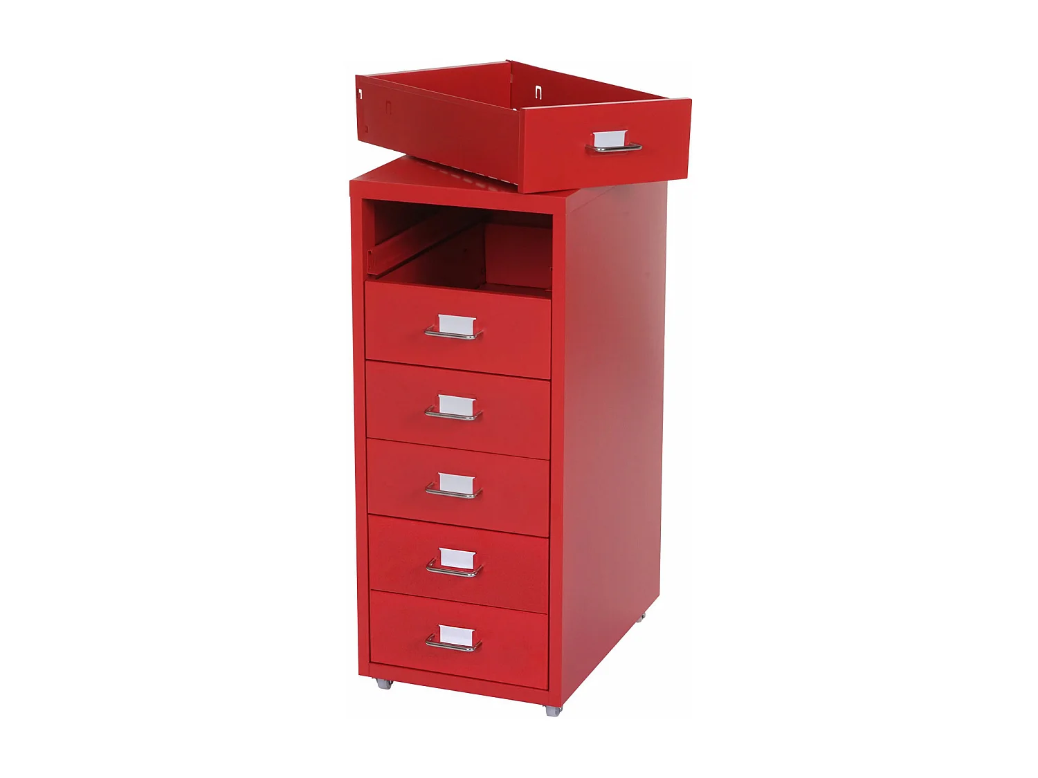 Cassettiera classificatore ufficio mobile Boston T851 con ruote 6 cassetti 69x28x41cm rosso