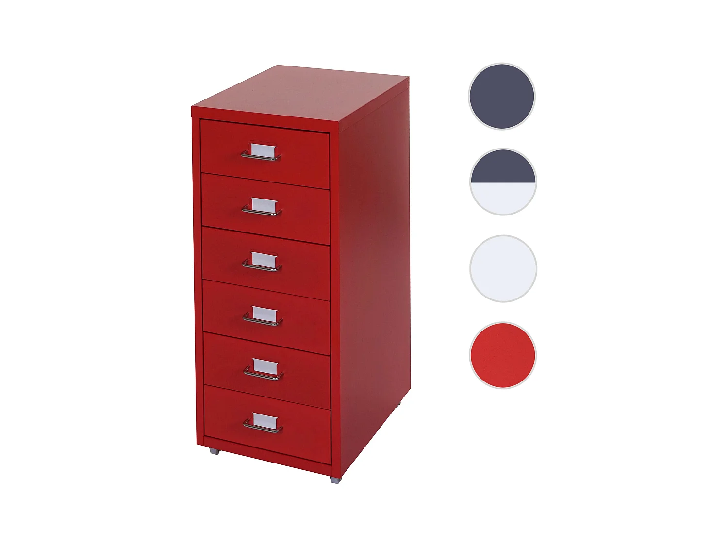 Cassettiera classificatore ufficio mobile Boston T851 con ruote 6 cassetti 69x28x41cm rosso