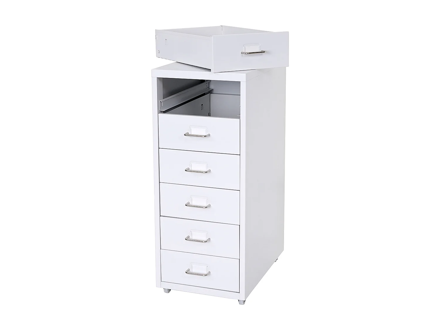 Cassettiera classificatore ufficio mobile Boston T851 con ruote 6 cassetti 69x28x41cm bianco