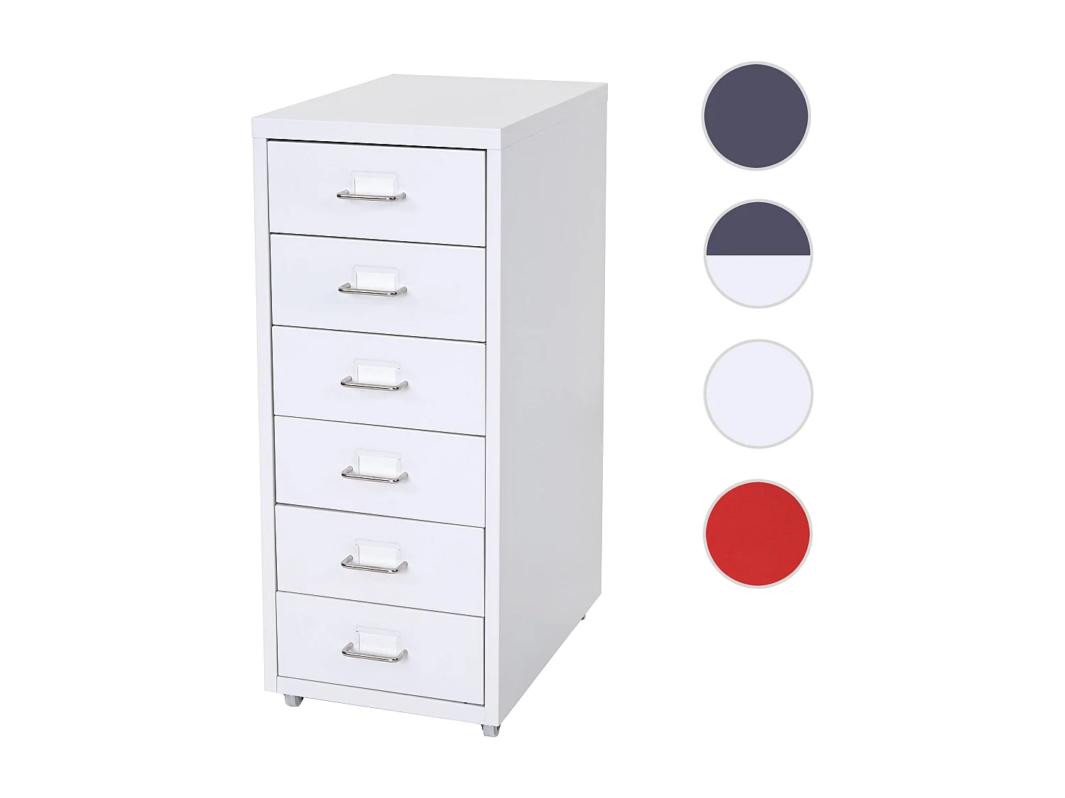 Cassettiera classificatore ufficio mobile Boston T851 con ruote 6 cassetti 69x28x41cm bianco