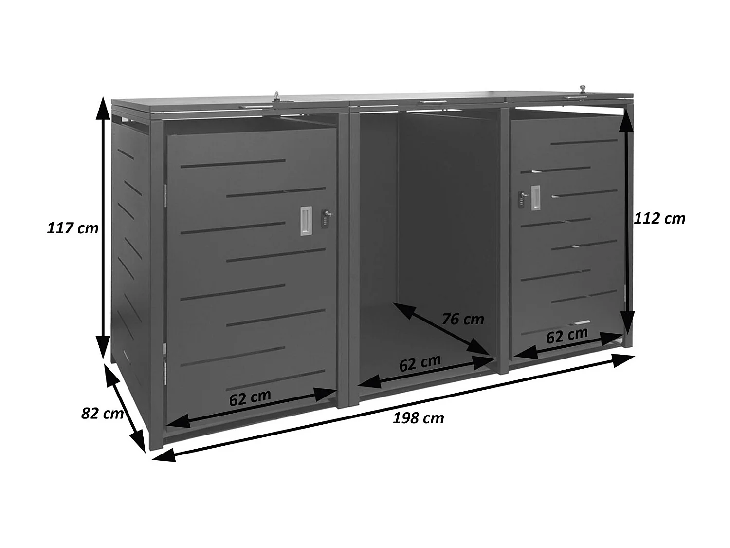 Affaldsspandbeklædning MCW-E83-B (2 stk.),  antracit, stål