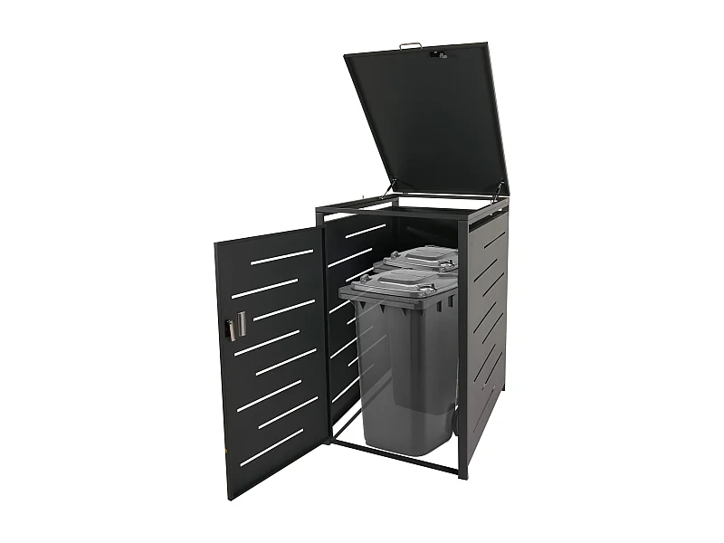 1er-/2er-Mülltonnenverkleidung MCW-E83, Anthrazit, Stahl 39kg